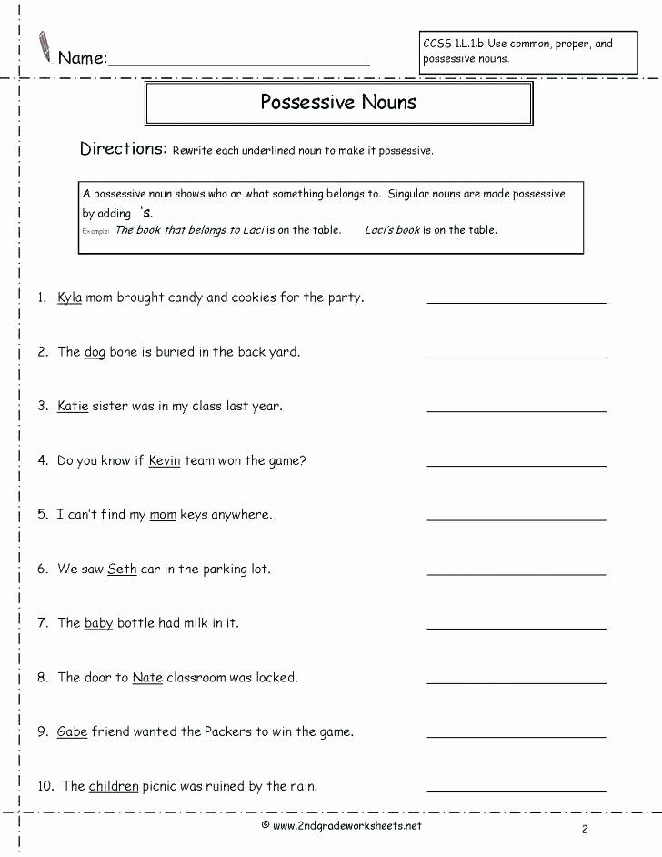 Possessive Nouns Worksheets Kindergarten