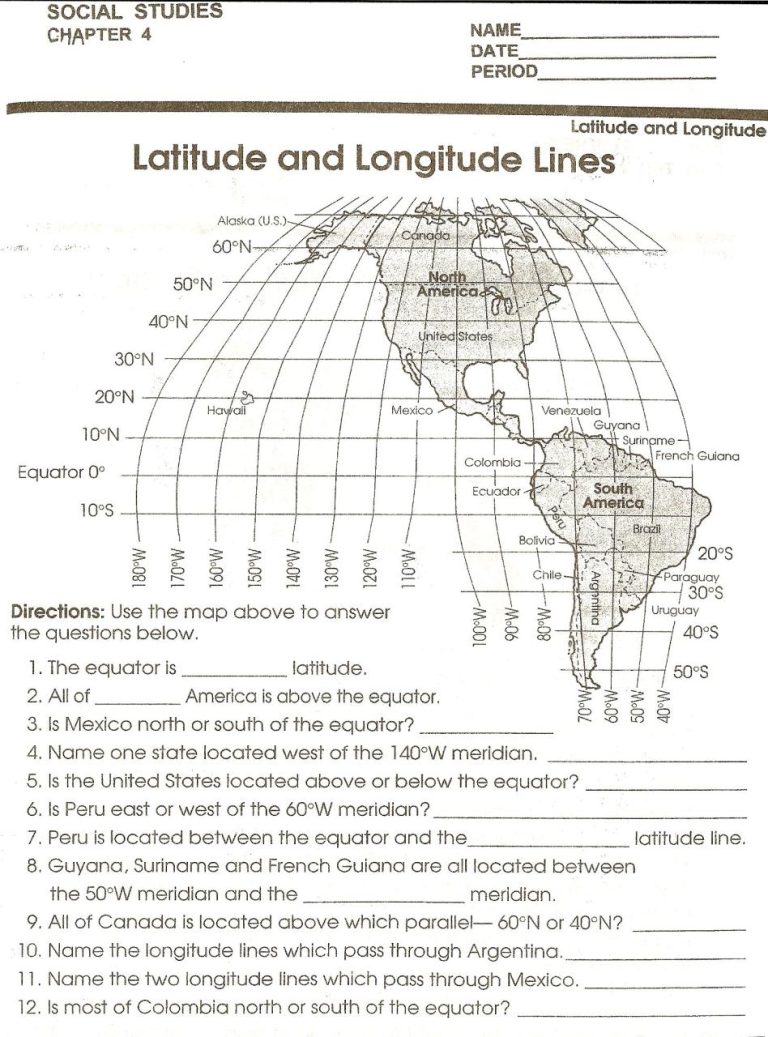 Map Skills Worksheets Latitude Longitude