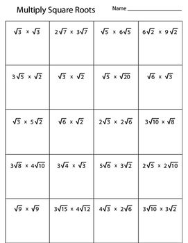 Simplifying Square Roots Worksheet With Answers