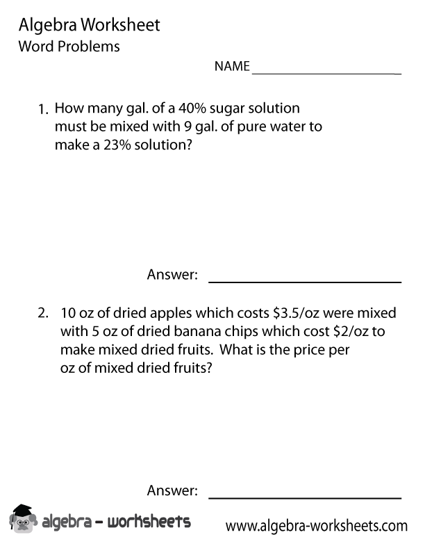 Quadratic Area Word Problems Worksheet