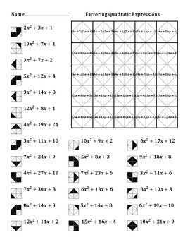 Factoring Quadratics Worksheet A Greater Than 1