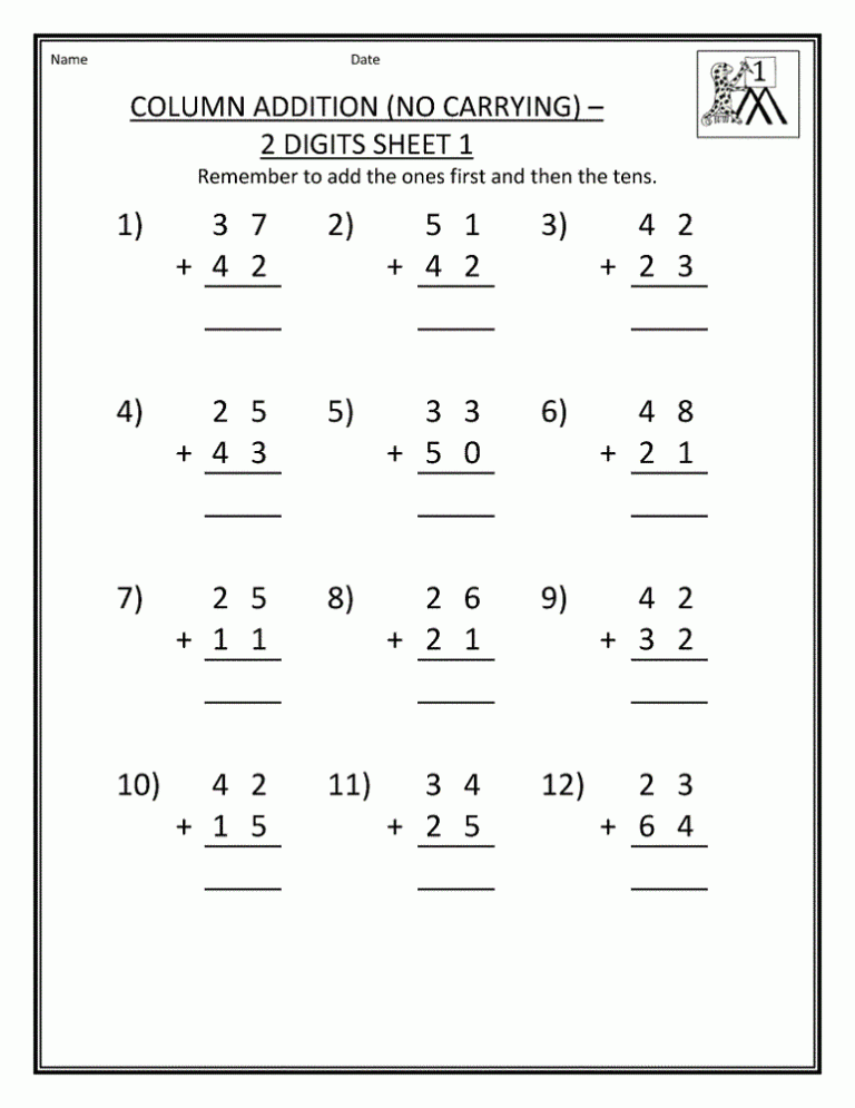 Math Addition Worksheets Grade 1