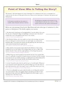 Point Of View Worksheets 5th Grade