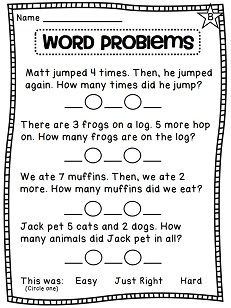 Word Math Problems For 1st Graders