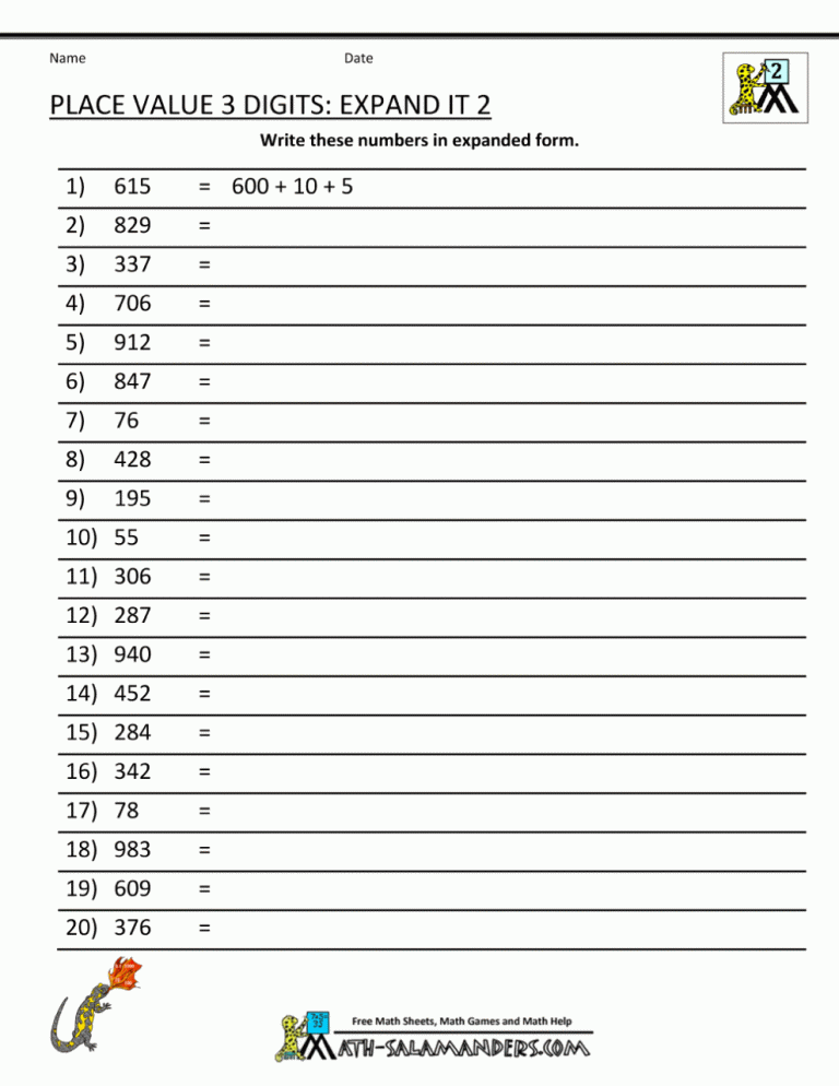 Standard Form Worksheets For Grade 1