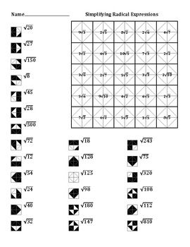 Simplifying Square Roots Worksheet Answer Key