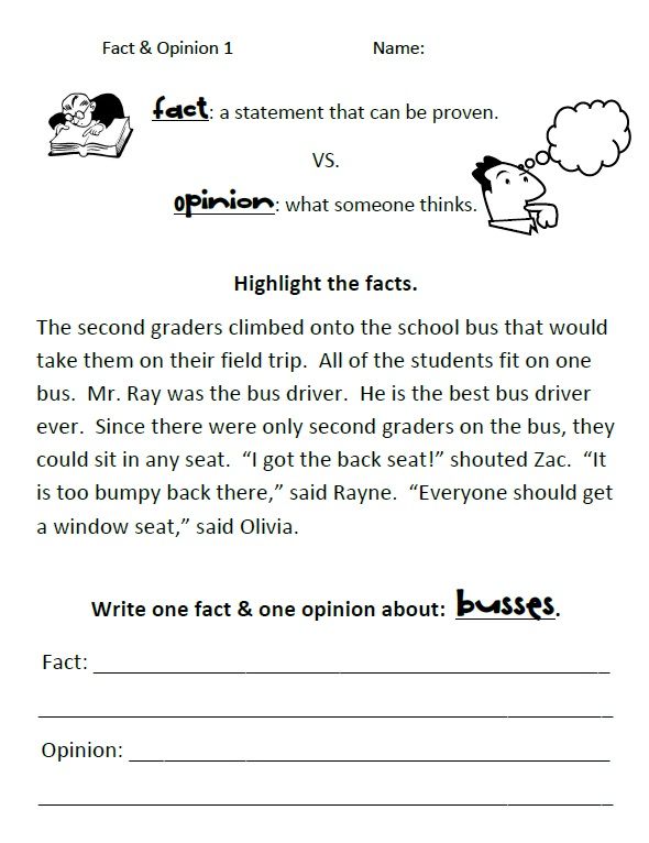 Fact And Opinion Worksheets 3rd Grade