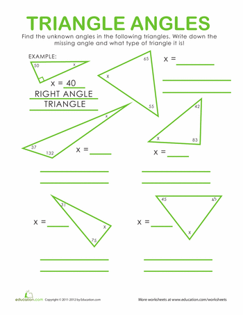 Finding Missing Angles In Triangles Worksheet Pdf Grade 7