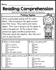 Free 1st Grade Worksheets Reading Comprehension