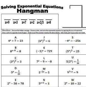 Solving Exponential And Logarithmic Equations Worksheet