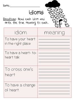 Idioms Worksheets With Pictures