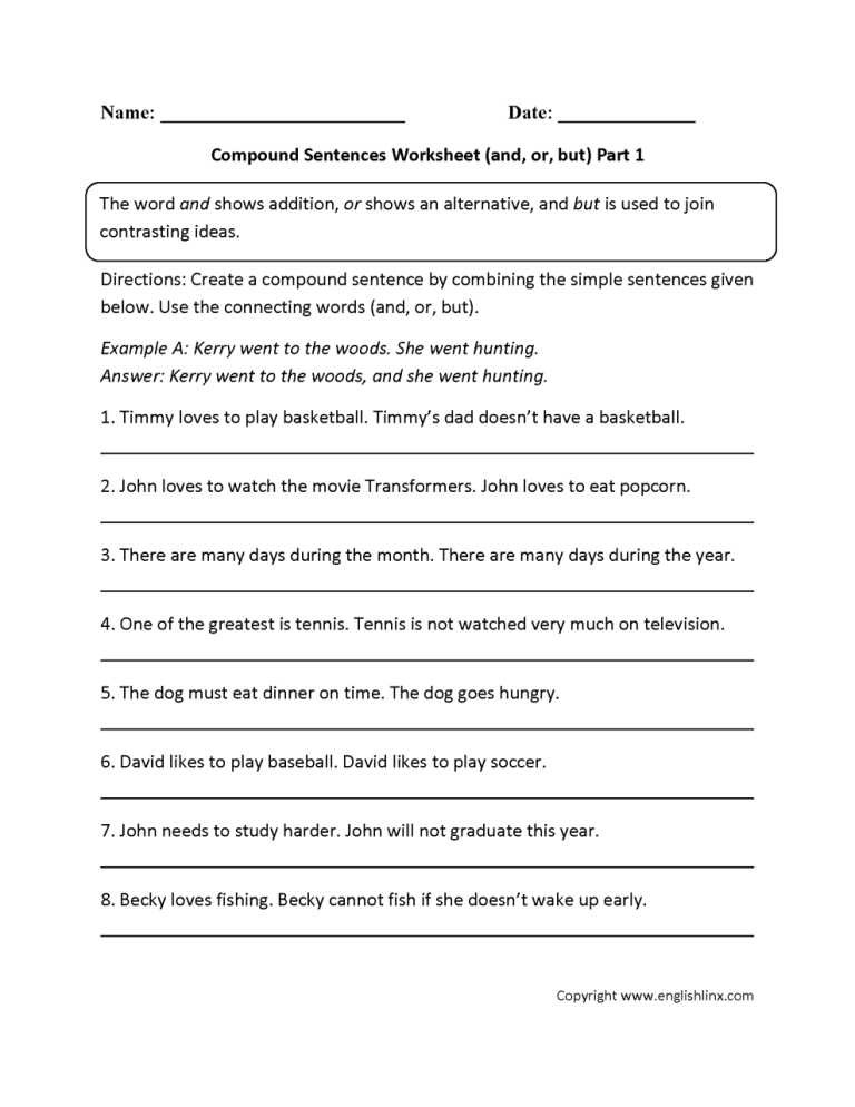 Types Of Sentences Worksheet With Answers