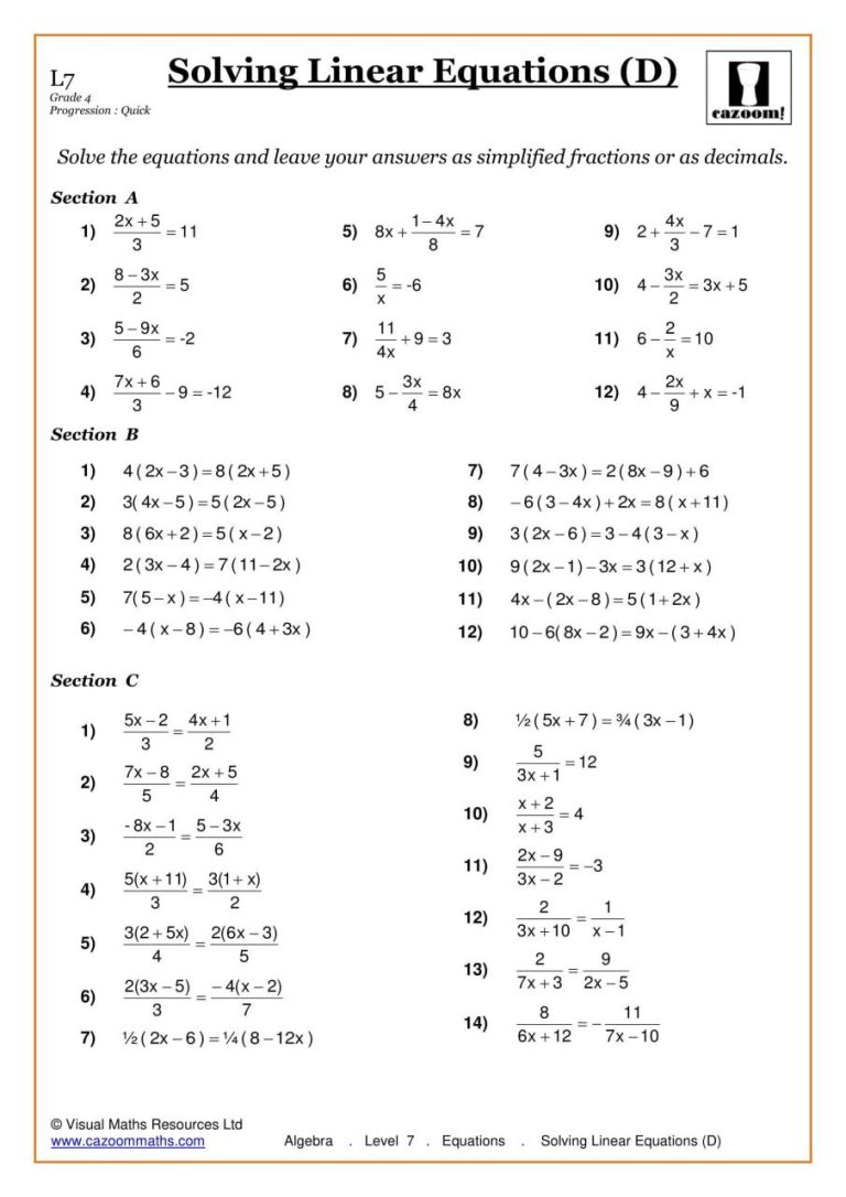 Algebra Worksheets Solving For X Worksheets