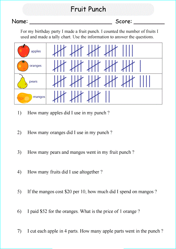 Tally Chart Worksheets Pdf