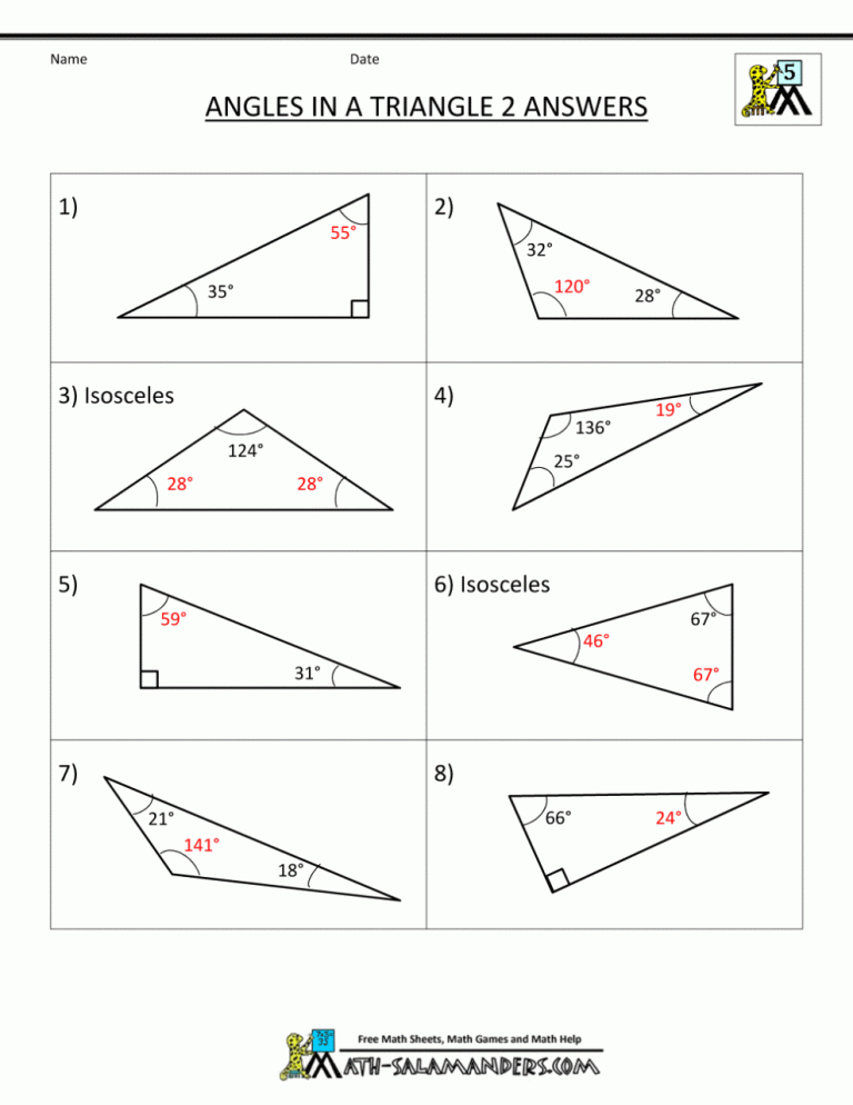 Classifying Triangles Worksheet Geometry Answers