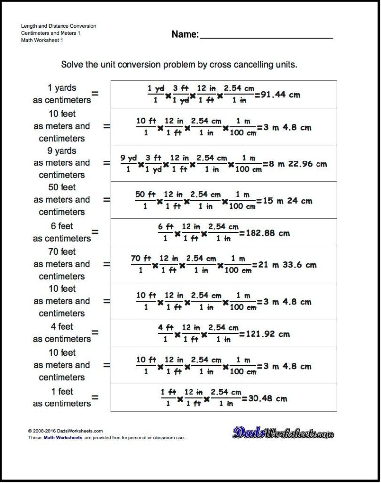 Metric System Converting Metric Units Worksheet