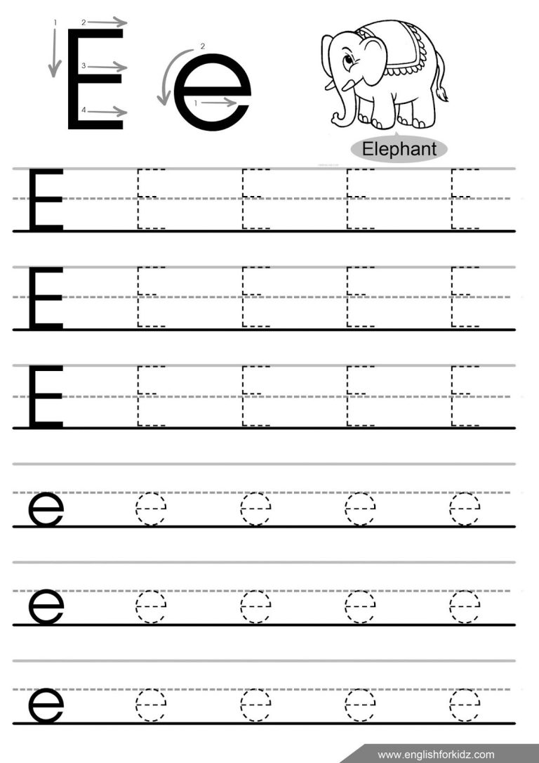 Preschool Letter Worksheets E