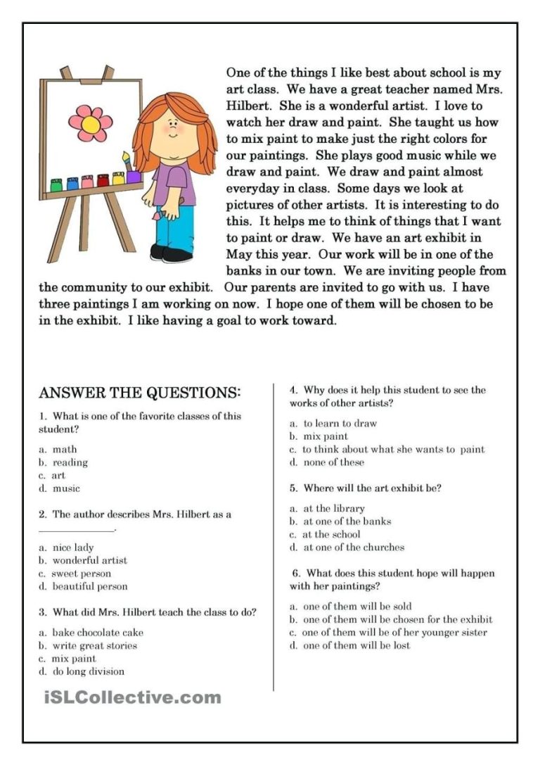 Elements Of A Story Worksheet Grade 4