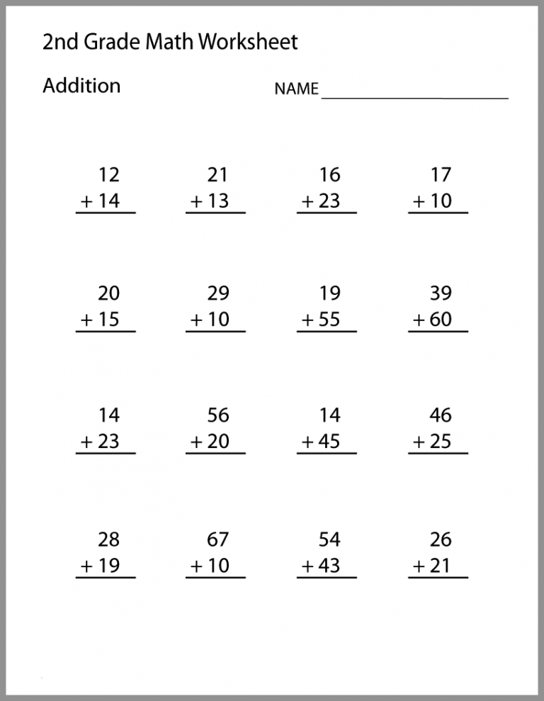 2nd Grade Math Worksheets Printable