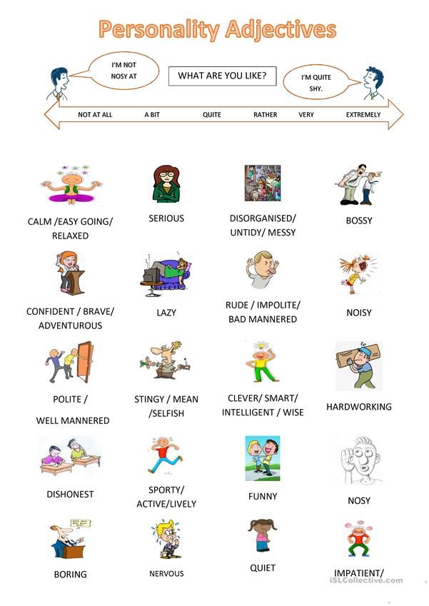 Personality Adjectives Worksheet For Kids