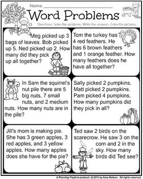 First Grade Math Worksheets Word Problems