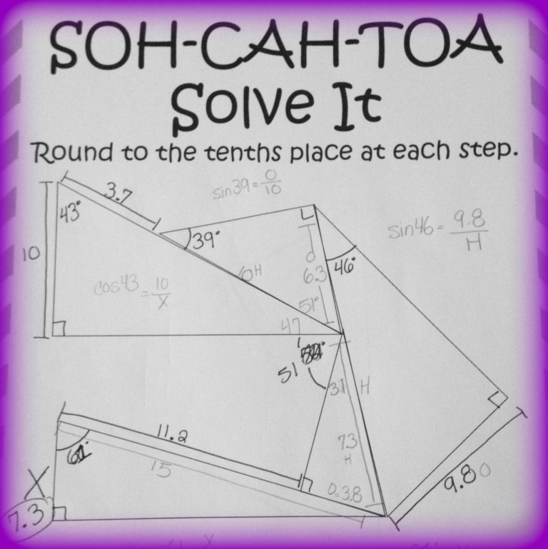 Sohcahtoa Worksheet Sine Cosine And Tangent Answer Key