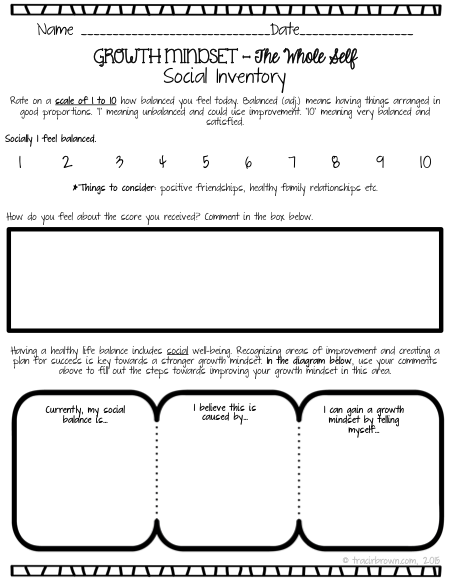 Growth Mindset Worksheets For Students