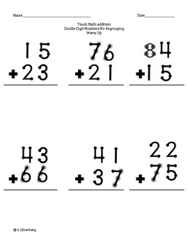 Double Digit Addition Without Regrouping Touch Math