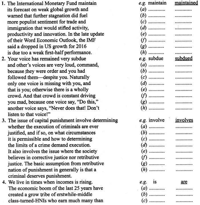 Subject Verb Agreement Worksheets For Grade 8 Cbse