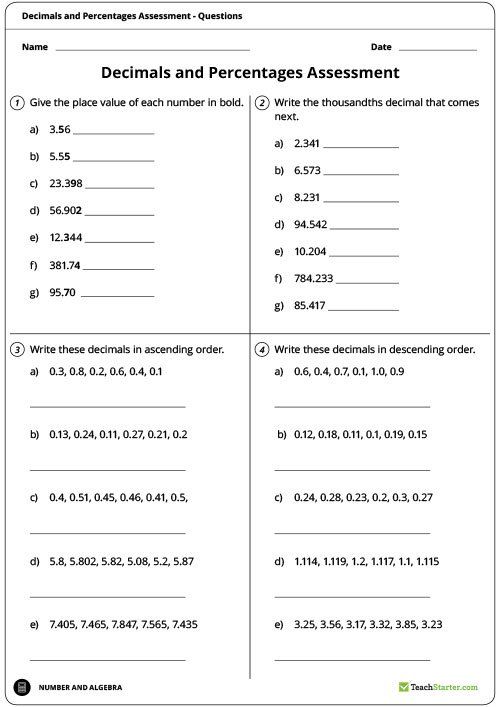 Percentage Worksheets For Grade 6 Pdf