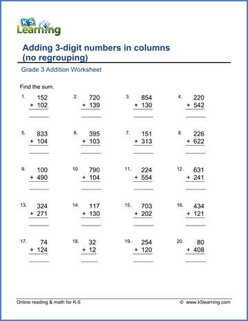 Math Worksheets Grade 3