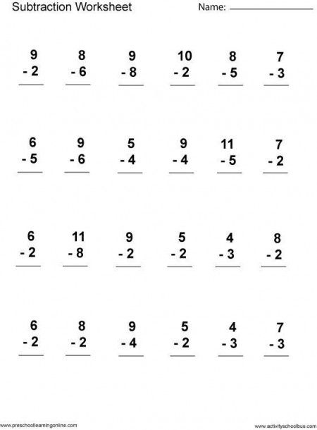 First Grade Math Worksheets Subtraction