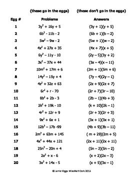 Factoring Practice Worksheet