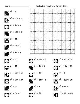 Algebra Factoring Quadratic Equations Worksheet