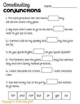 Conjunctions Esl Worksheets Pdf