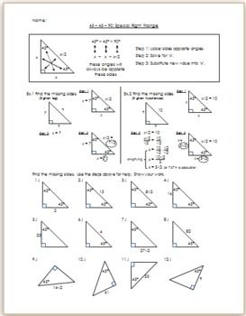 Special Right Triangles Worksheet 30-60-90 Answers