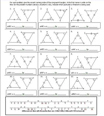 Sss Sas Asa And Aas Congruence Worksheet