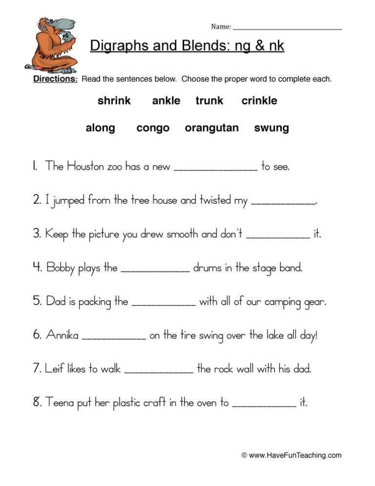 Consonant Blends Worksheets For Grade 5