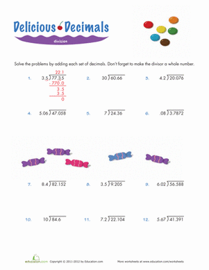 Dividing Decimals Worksheet With Answer Key