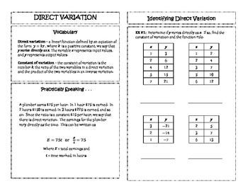 Algebra Direct Variation Worksheet Answers