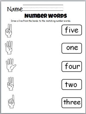 Number Words Worksheets For Kindergarten