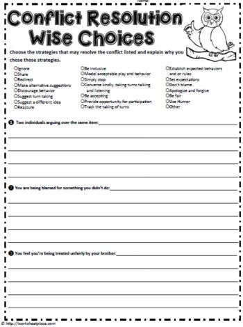 Conflict Resolution Worksheets