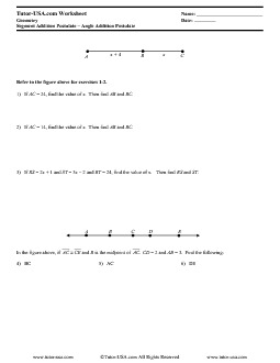 Angle Addition Postulate Worksheet Gina Wilson