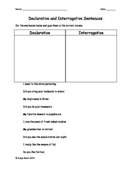 Grade 6 Imperative Sentence Worksheets