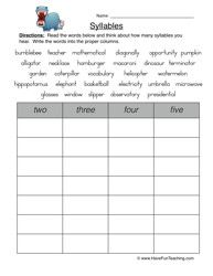 Syllabication Worksheets For Grade 3