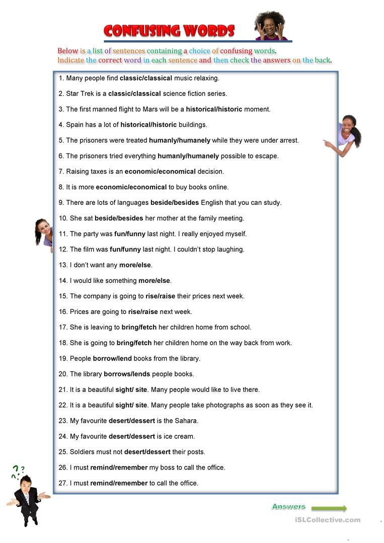 8th Grade Commonly Confused Words Worksheet