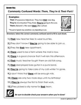 Commonly Confused Words Worksheet 1 Answer Key