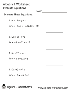 6th Grade Algebra Equations Worksheets