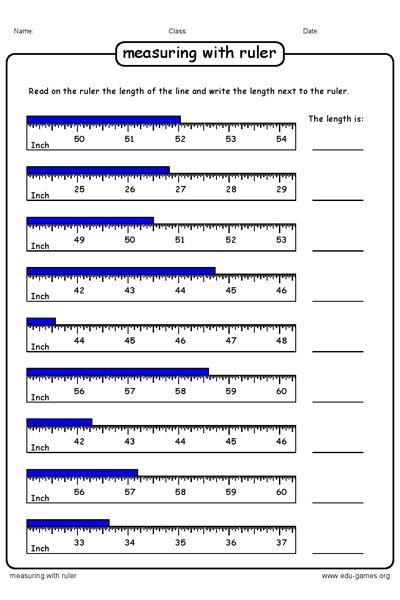 Inches Reading A Tape Measure Worksheet