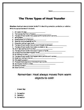 Conduction Convection Radiation Worksheet With Answers